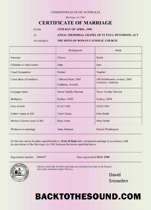 İndir Avustralya Commonwealth of Avustralya evlilik Sertifika Word and PDF Format Örnek örnek