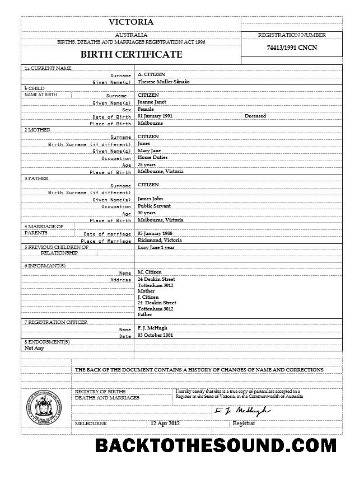 İndir Avustralya Victoria doğum Sertifika in Word Format, Sürüm 2 Örnek ön izleme
