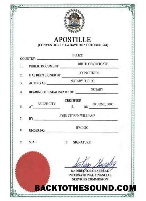 İndir Belize doğum certif, Apostille Sürüm 2 Örnek tasarım
