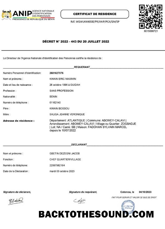 İndir Benin ANIP Agence Nationale d'kimlik tespiti des Personnes Oturma Ekran Örnek tasarım