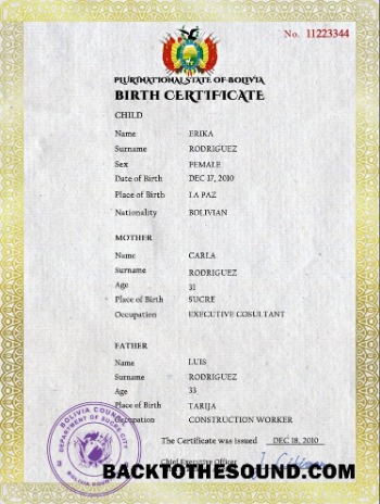 İndir Bolivya vital record doğum Sertifika PSD Örnek ön izleme