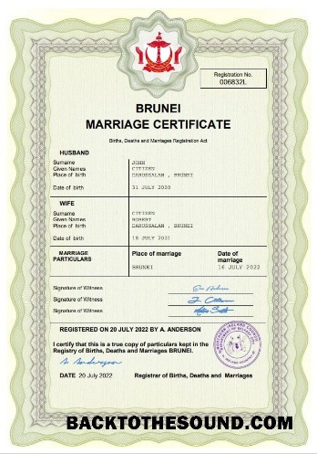 İndir Brunei evlilik Sertifika Word and PDF Örnek tasarım