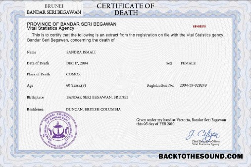İndir Brunei vital record ölüm Sertifika PSD Örnek örnek