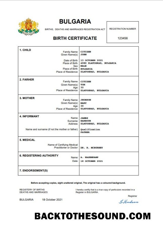 İndir Bulgaristan vital record doğum Sertifika Word and PDF Örnek tasarım