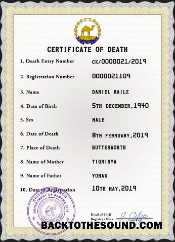 İndir Eritre vital record ölüm Sertifika PSD Örnek tasarım