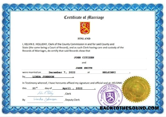 İndir Finlandiya evlilik Sertifika Word and PDF Örnek tasarım