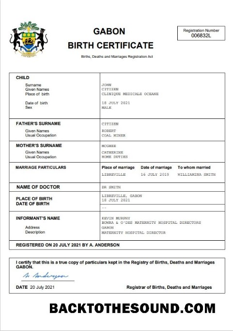 İndir Gabon vital record doğum Sertifika Word and PDF Örnek şablon