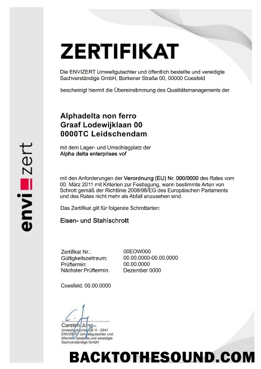 İndir Almanya Envizert GmbH zertifikat Sertifika Örnek şablon