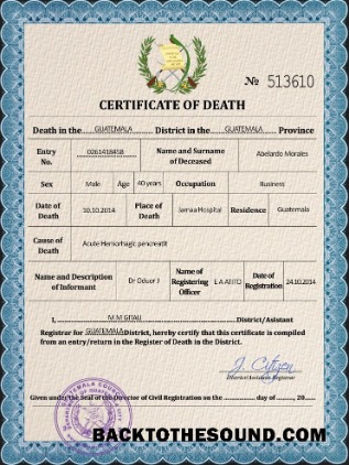 İndir Guatemala vital record ölüm Sertifika PSD Örnek taslak