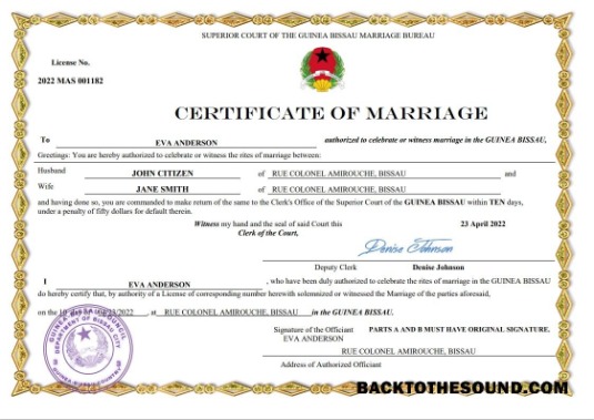 İndir Gine Bissau evlilik Sertifika Örnek örnek