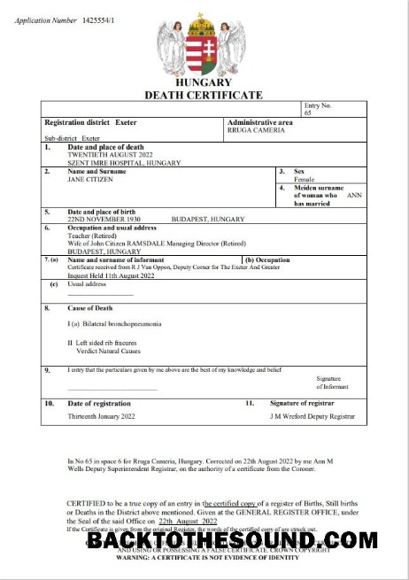 İndir Macaristan vital record ölüm Sertifika Word and PDF templat Örnek tasarım