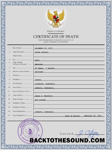 İndir Endonezya vital record ölüm Sertifika PSD Örnek ön izleme