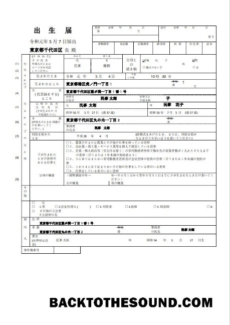İndir Japonya vital record doğum Sertifika in Word and PDF Format Örnek taslak