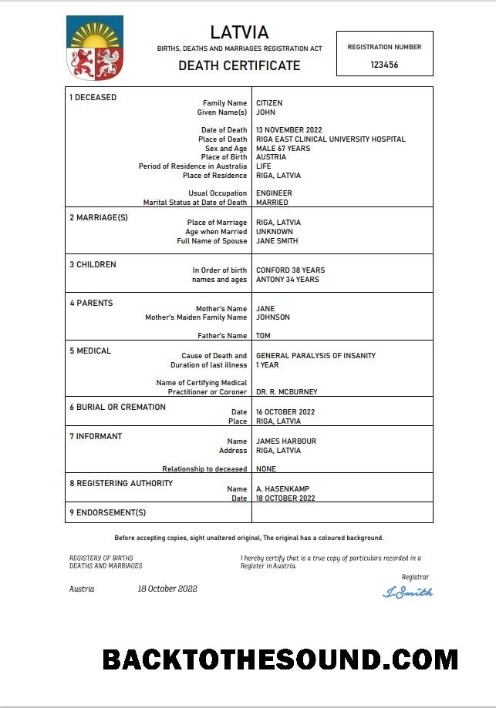 İndir Letonya vital record ölüm Sertifika Word and PDF Örnek şablon