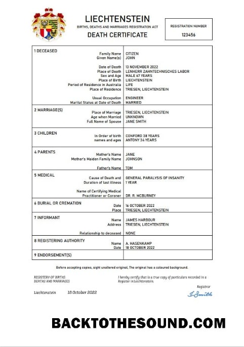 İndir Lihtenştayn vital record ölüm Sertifika Word and PDF Örnek tasarım