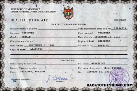 İndir Moldova vital record ölüm Sertifika PSD Örnek ön izleme