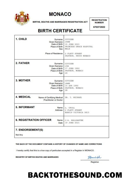 İndir Monako vital record doğum Sertifika Word and PDF Örnek örnek