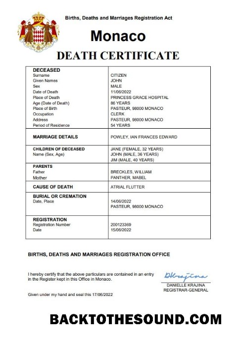 İndir Monako vital record ölüm Sertifika Word and PDF Örnek şablon