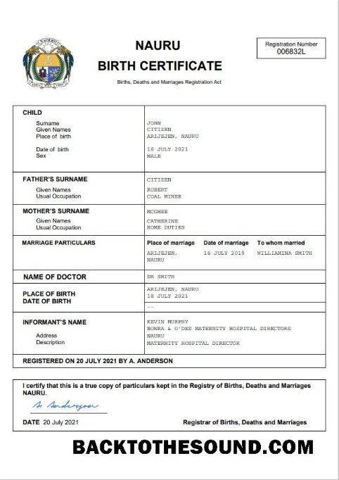 İndir Nauru vital record doğum Sertifika Word and PDF Örnek taslak
