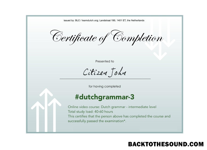 İndir Hollanda language grammar Sertifika of completion PSD Örnek, completely Düzenlenebilir Örnek şablon