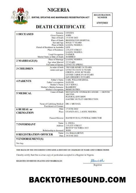 İndir Nijerya vital record ölüm Sertifika Word and PDF Örnek şablon