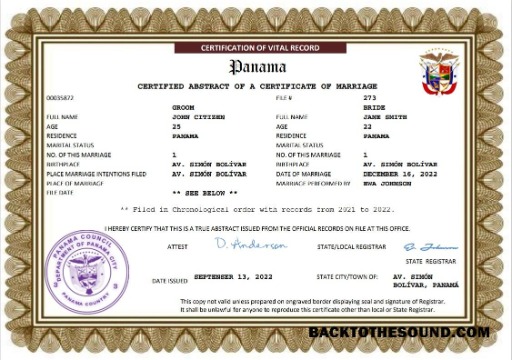 İndir Panama evlilik Sertifika Word and PDF Örnek taslak