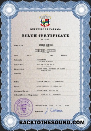 İndir Panama vital record doğum Sertifika PSD Örnek şablon