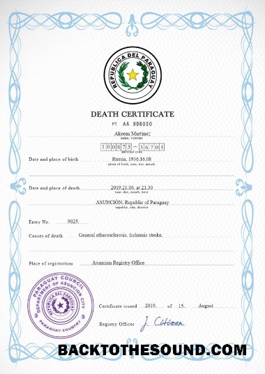 İndir Paraguay vital record ölüm Sertifika PSD Örnek taslak