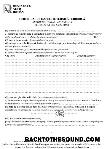 İndir Romanya Registrul Auto Român Periodic technical inspection Sertifika (roadworthiness Sertifika) Örnek taslak