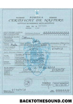 İndir Romanya doğum Sertifika Örnek örnek