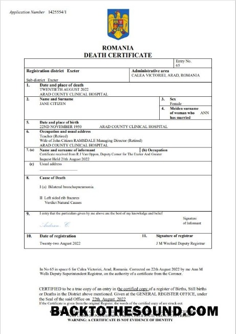 İndir Romanya vital record ölüm Sertifika Word and PDF Örnek şablon