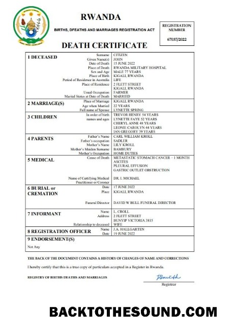İndir Ruanda vital record ölüm Sertifika Word and PDF Örnek ön izleme