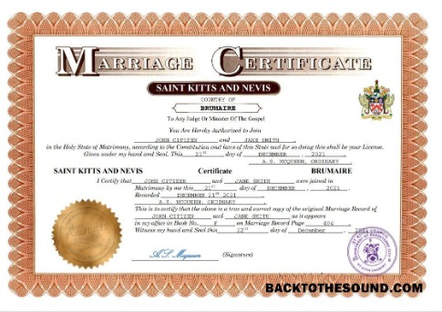 İndir Saint Kitts and Nevis evlilik Sertifika Word and PDF Örnek şablon