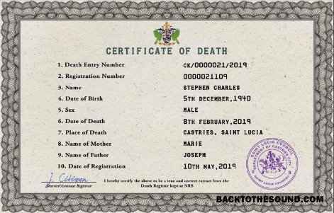 İndir Saint Lucia vital record ölüm Sertifika PSD Örnek ön izleme