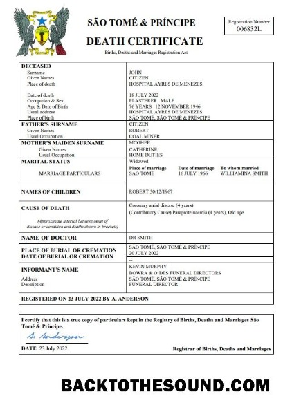 İndir São Tomé ve Príncipe vital record ölüm Sertifika Word and PDF Örnek ön izleme