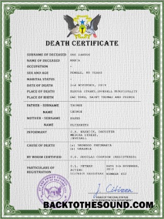 İndir Sao Tome vital record ölüm Sertifika PSD Örnek şablon