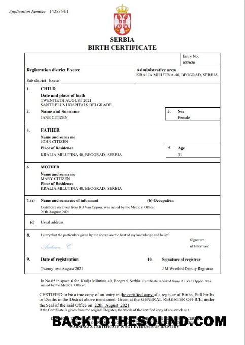 İndir Sırbistan doğum Sertifika Word and PDF Örnek tasarım