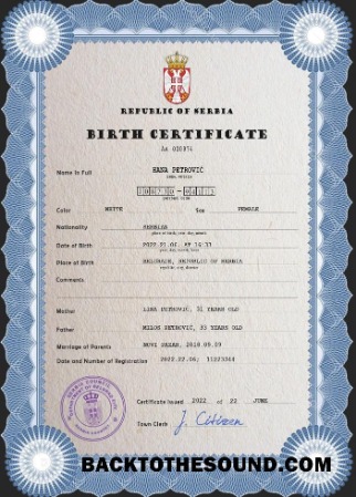 İndir Sırbistan vital record doğum Sertifika PSD Örnek şablon