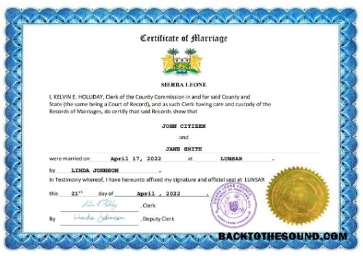 İndir Sierra Leone evlilik Sertifika Word and PDF Örnek ön izleme