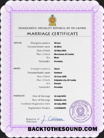 İndir Sri Lanka evlilik Sertifika PSD Örnek ön izleme