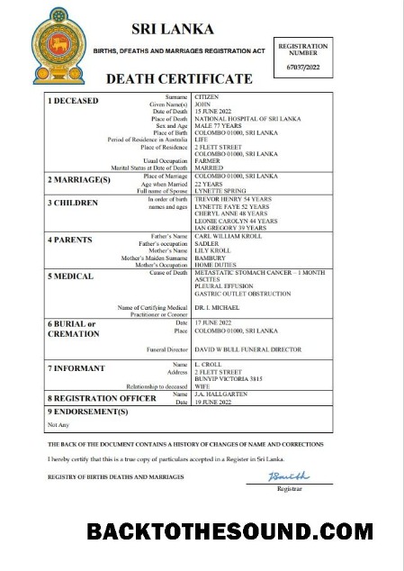 İndir Sri Lanka vital record ölüm Sertifika Word and PDF Örnek şablon