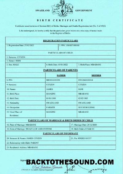 İndir Swaziland doğum Sertifika in Word and PDF formatSwaziland doğum Sertifika in Word and PDF Format Örnek örnek