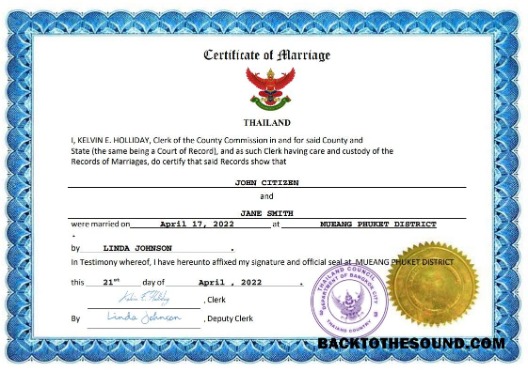 İndir Tayland evlilik Sertifika Word and PDF Örnek şablon