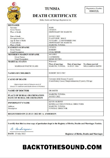 İndir Tunus vital record ölüm Sertifika Word and PDF Örnek örnek
