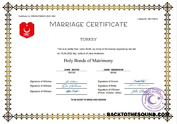 İndir Türkiye evlilik Sertifika Word and PDF Örnek örnek