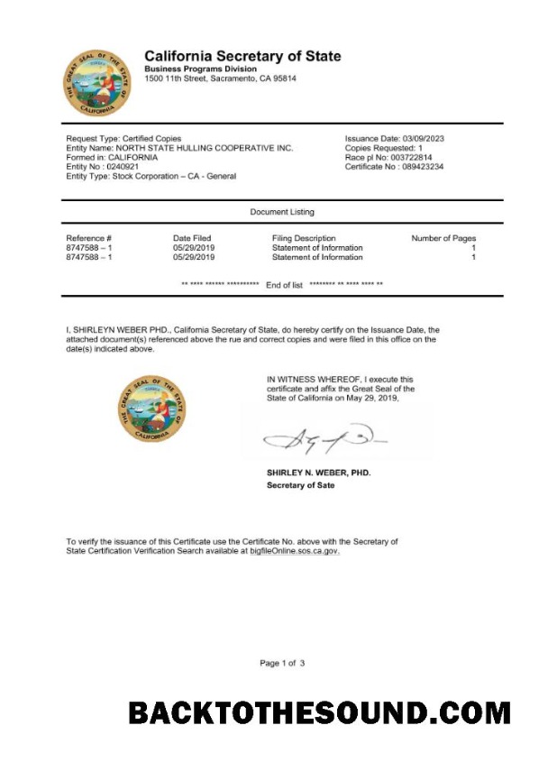 İndir ABD California State Belge Autentication Sertifika Word and PDF Örnek örnek