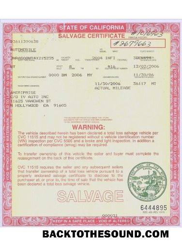İndir ABD California salvage Sertifika Örnek taslak