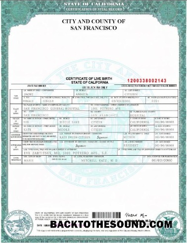 İndir ABD California state doğum Sertifika in PSD Format Örnek tasarım