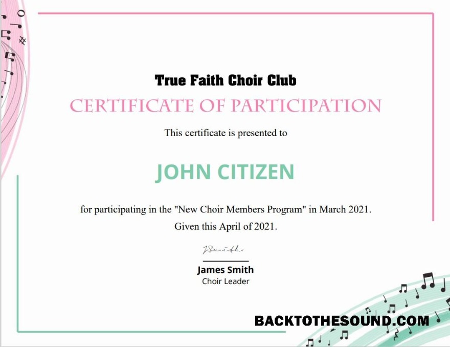 İndir ABD Choir Sertifika of Participation Örnek ön izleme