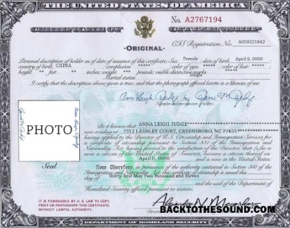 İndir ABD Citizenship Sertifika in PSD Format Örnek taslak
